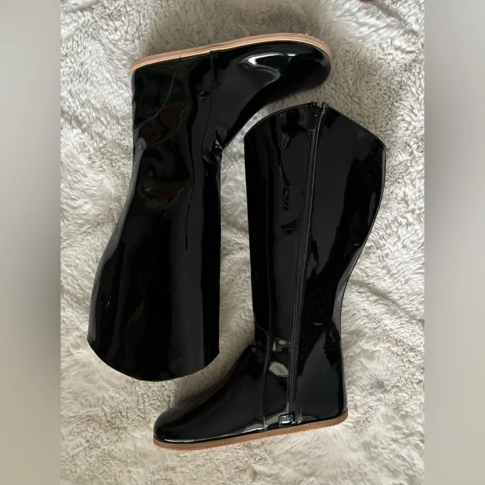 NWOB Aintap Shiny Patent Leather Knee High Flat Boots Size: EU 39 (Size: US 8)